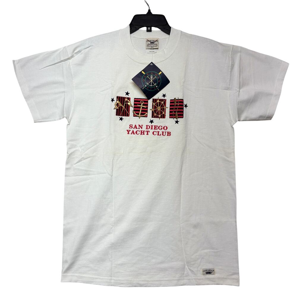 Vintage Deadstock San Diego Yacht Club Shirt Medium White Embroidered Made USA